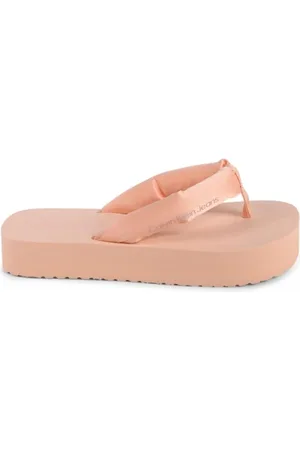 Calvin Klein Sko, Dame, , 38 EU, Uld, Rosa Platform Flip Flops Behagelig Stilfuld