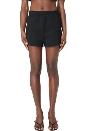 GCDS Shorts, Dame, Sort, S, Uld, Elegant Logo Detalje High-Waisted Shorts