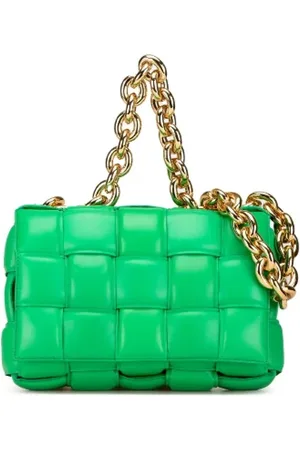 Bottega Veneta Pre-owned, Dame, Grøn, ONE SIZE, Uld, Pre-owned Laeder crossbody-tasker