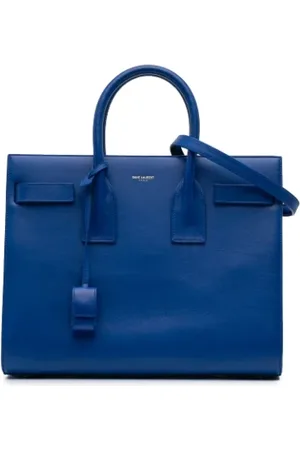 Saint Laurent Pre-owned, Dame, Blå, ONE SIZE, Uld, Pre-owned Laeder hndtasker