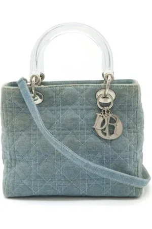 Dior Pre-owned, Dame, Blå, ONE SIZE, Denim, Pre-owned Denim hndtasker