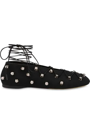 Moschino Sko, Dame, Sort, 37 EU, Læder, Nitter Sorte Flade Sko Italien