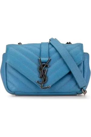 Saint Laurent Pre-owned, Dame, Blå, ONE SIZE, Uld, Pre-owned Laeder crossbody-tasker
