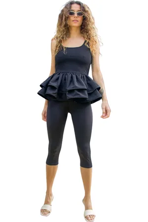 Crās Top, Dame, Sort, S, Polyester, Top med flæsedetalje
