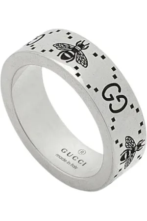 Gucci Tilbehør, Dame, Grå, 58 MM, Sølv Bi Graveret Ring