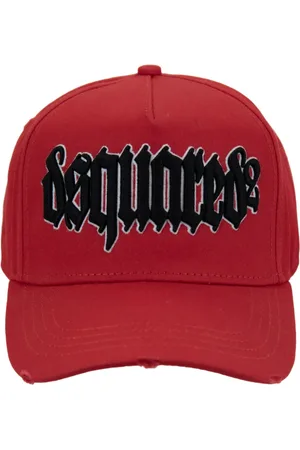 Dsquared2 Tilbehør, unisex, Rød, ONE SIZE, Bomuld, Gotisk Stil Baseballkasket med Spænde