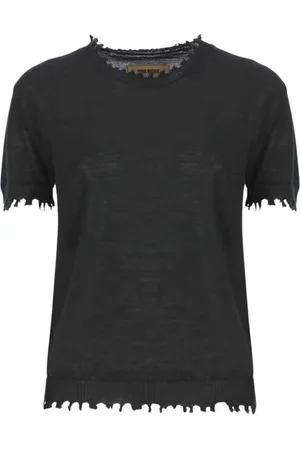 UMA WANG Top, Dame, Sort, L, Tyl, Sort Silke Draperet Top