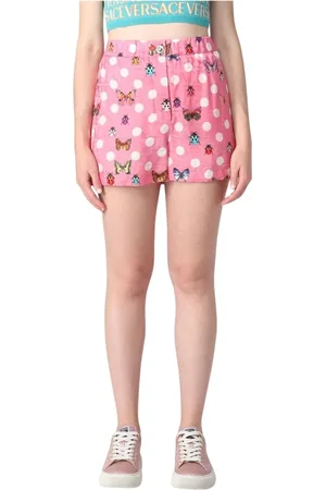 VERSACE Shorts, Dame, Flerfarvet, L, Lyserød Polka Dot Butterfly Shorts