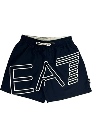 EA7 Badetøj, Herre, Blå, XL, Polyester, Blå Herre Svømmeboksershorts med Broderet Logo