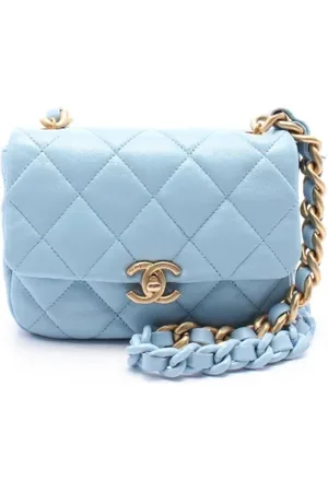 CHANEL Pre-owned, Dame, Blå, ONE SIZE, Uld, Pre-owned Laeder crossbody-tasker