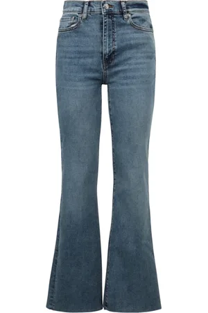Frame Jeans, Dame, Blå, W26, Bomuld, Flare Stretch Jeans med Fem Lommer