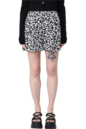 Marni Shorts, Dame, Sort, XS, Uld, Blomstret Plisseret Shorts