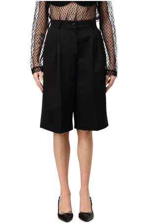 Dolce & Gabbana Shorts, Dame, Sort, S, Uld, Sort Plisseret Elegant Dame Shorts
