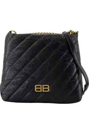 Balenciaga Taske, Dame, Sort, ONE SIZE, Uld, Sort læder skuldertaske Crushed Calf