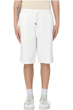 Brunello Cucinelli Shorts, Herre, Hvid, S, Uld, Grå Komfortable Sweatshorts Stilfuld Mulighed