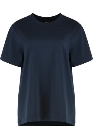 A.P.C. Top, Dame, Blå, XS, Bomuld, Broderet Bomuld Crew-Neck T-shirt