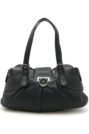 Salvatore Ferragamo Pre-owned, Dame, Sort, ONE SIZE, Uld, Pre-owned Laeder skuldertasker