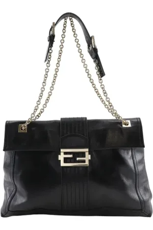 Fendi Pre-owned, Dame, Sort, ONE SIZE, Uld, Pre-owned Laeder totes