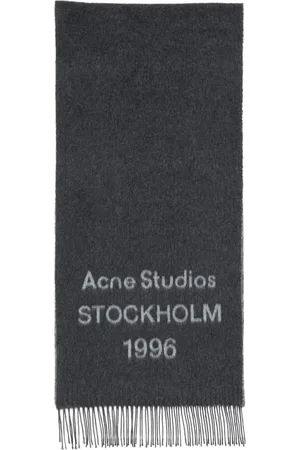 Acne Studios Tilbehør, unisex, Sort, ONE SIZE, Uld, Sort Uld Tørklæde Med Frynser Strikket Design