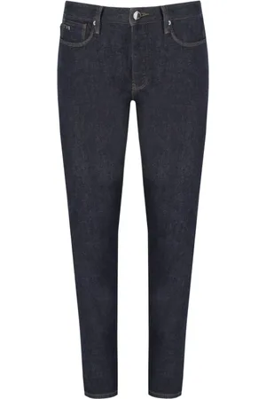 Emporio Armani Jeans, Herre, Blå, W32, Denim, Mørkeblå Slim Fit Denim Jeans