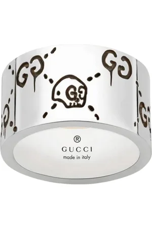 Gucci Tilbehør, Dame, Grå, 61 MM, Sølv Skull Ring med Ikonisk Design
