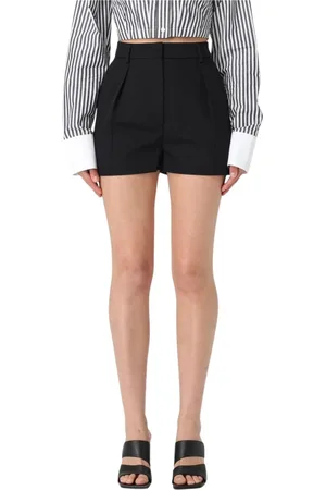 Sportmax Shorts, Dame, Sort, 2XS, Uld, Gule Plisserede Skræddersyede Shorts