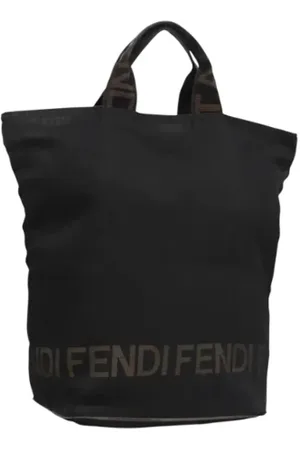 Fendi Pre-owned, Dame, Sort, ONE SIZE, Tyl, Pre-owned canvas håndtasker