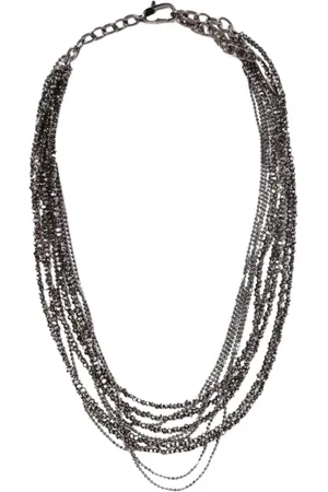 Brunello Cucinelli Tilbehør, Dame, Grå, ONE SIZE, Elegant Layered Chain Necklace