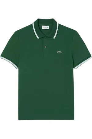 Lacoste Top, Herre, Grøn, XL, Bomuld, Klassisk Polo med Dekorative Kanter