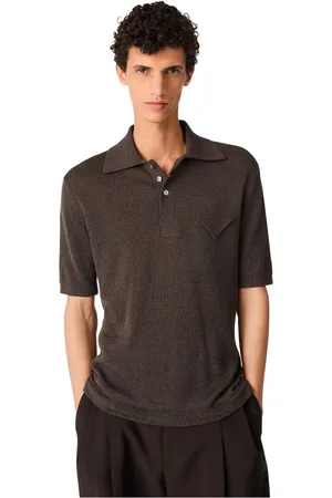Bottega Veneta Top, Herre, Brun, L, Linned, Brun Linned Trekant Lomme Polo Skjorte