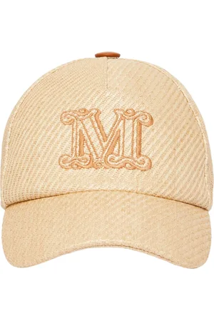 Max Mara Tilbehør, Dame, , 58 CM, Læder, Broderet Rafia Effekt Hat
