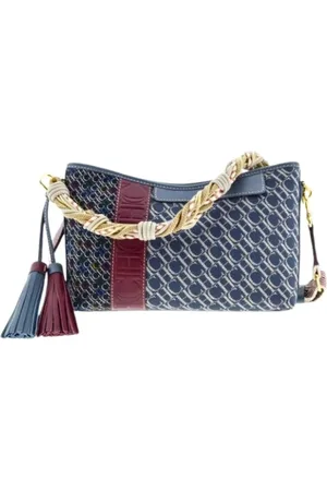 Carolina Herrera Taske, Dame, Blå, ONE SIZE, Læder, Håndlavet Patchwork Crossbody Taske med Læder Frynser