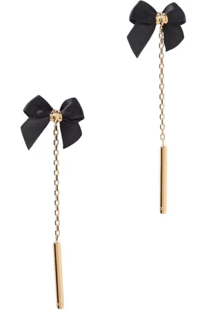 Elisabetta Franchi Tilbehør, Dame, Gul, ONE SIZE, Uld, Guld Bow Chain Øreringe