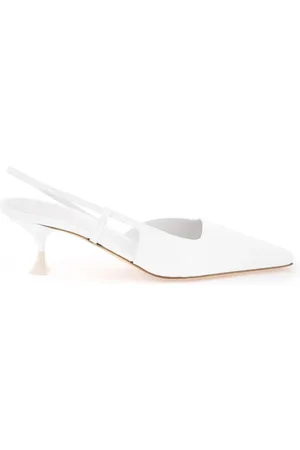 3Juin Sko, Dame, Hvid, 40 EU, Læder, Lakeret læder slingback med lakeret hæl