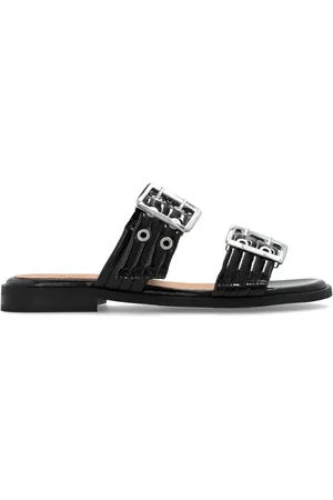 Ganni Sko, Dame, Sort, 39 EU, Tyl, Sandaler med remme