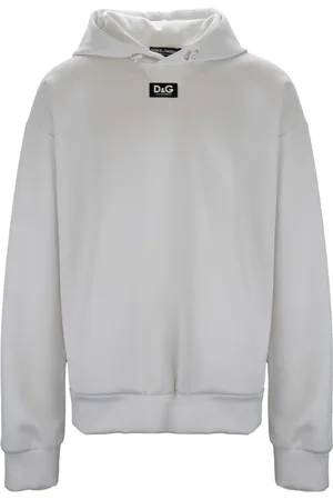 Dolce & Gabbana Sweathshirts & Hoodies, Herre, Hvid, 2XL, Uld, Hættetrøje til mænd med logo-patch