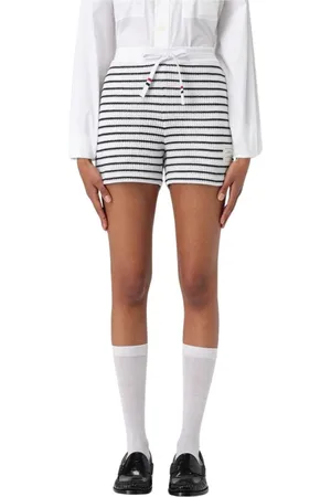Thom Browne Shorts, Dame, Flerfarvet, XS, Bomuld, Stribet Strik Shorts Afslappet Stil