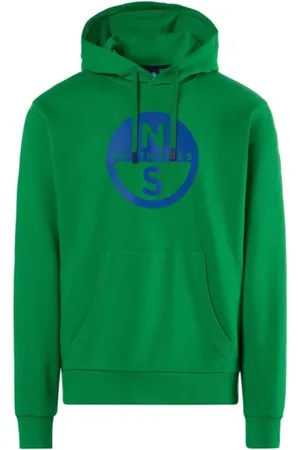 North Sails Sweathshirts & Hoodies, Herre, Grøn, XL, Bomuld, bomuldshættetrøje med stort logo