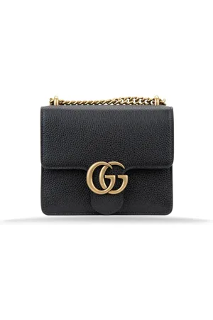 Gucci Taske, Dame, Sort, ONE SIZE, Uld, Stilfuld læder crossbody taske med kæde