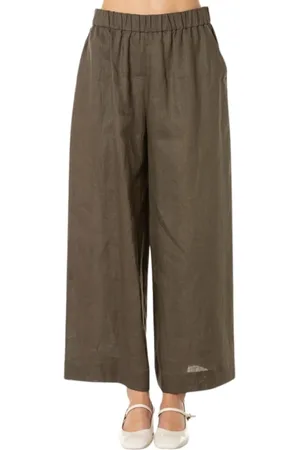Maison Margiela Bukser, Dame, Grøn, L, Linned, Linned Brede Ben Korte Bukser