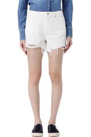 7 for all Mankind Shorts, Dame, Hvid, W27, Denim, Hvide Distressed Denim Shorts