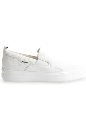 Geox Sko, Herre, Hvid, 42 EU, Læder, Afslappet Slip-On Sneakers med Rund Tå