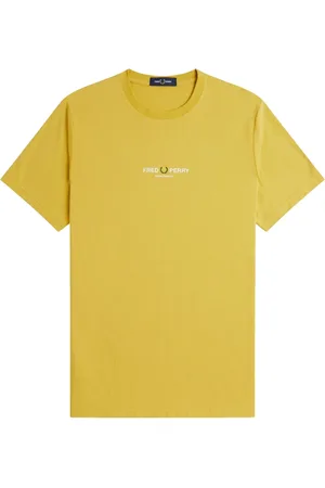 Fred Perry Top, Herre, Gul, L, Bomuld, Sportstøj Crew Neck Tee Honeycomb