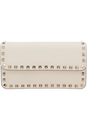 VALENTINO GARAVANI Tilbehør, Dame, Hvid, ONE SIZE, Læder, Besat læder crossbody taske