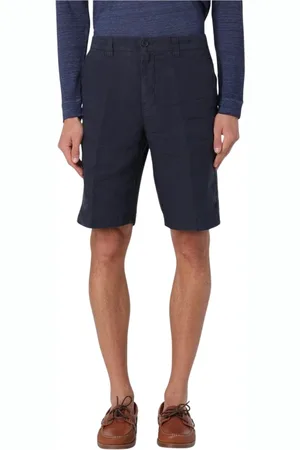 120% Lino Shorts, Herre, Blå, 7XL, Linned, Marineblå Linned Shorts i Klassisk Pasform
