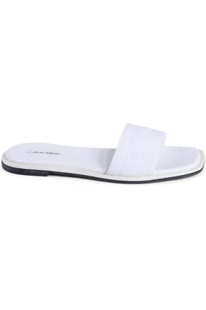 Calvin Klein Sko, Dame, Hvid, 36 EU, Polyester, Hvid Minimalistisk Sandal