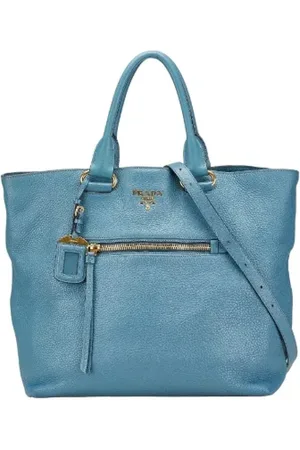Prada Pre-owned, Dame, Blå, ONE SIZE, Uld, Pre-owned Laeder skuldertasker