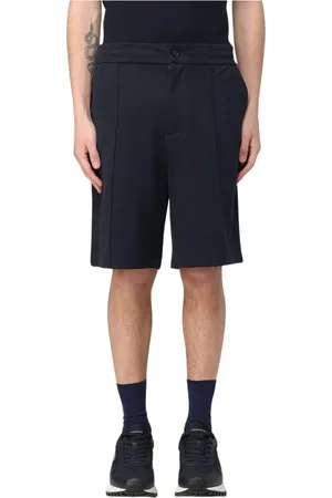 Emporio Armani Shorts, Herre, Blå, XS, Uld, Stilfulde Logo Detalje Casual Shorts