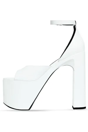 Balenciaga Sko, Dame, Hvid, 38 EU, Hvid Patent Sandal med Justerbar Rem