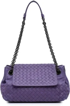 Bottega Veneta Pre-owned, Dame, Lilla, ONE SIZE, Uld, Pre-owned Laeder skuldertasker